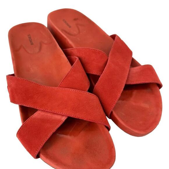 Birdies The Robin Persimmon Suede Slide Sandals Shoes Orange Womens Size 10 - Picture 3 of 6